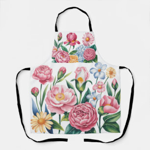 Elegant Floral Garden Art Apron