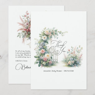 Elegant Floral Garden Baby Shower Thank You Card
