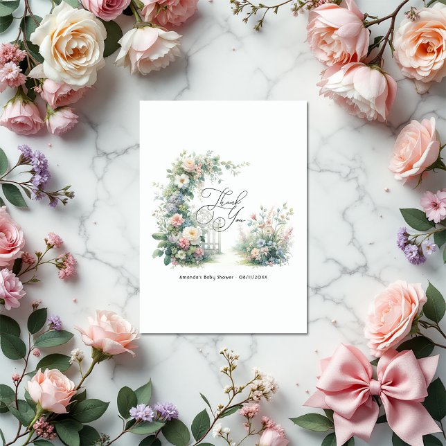 Elegant Floral Garden Baby Shower Thank You Card (Elegant Floral Garden Baby Shower Thank You Card)