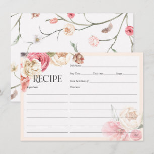 Elegant floral garden bridal shower recipe cards
