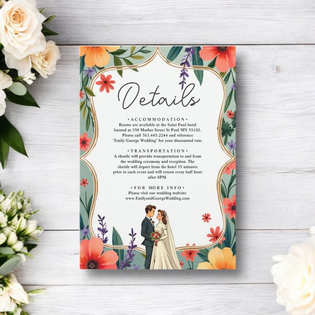 Elegant Floral Garden Bride & Groom Summer Wedding Enclosure Card (Creator Uploaded)