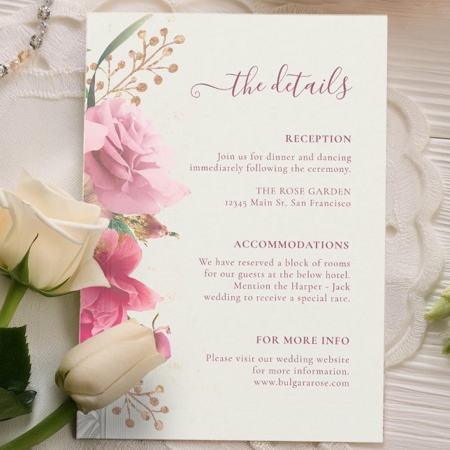 Elegant Floral Garden Gold Wedding Enclosure Card (Elegant Floral Garden Gold Wedding Enclosure Card)