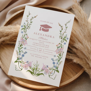 Elegant Floral Garden Graduation Invitation