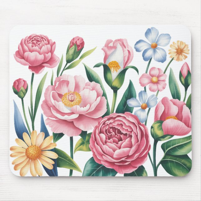 Elegant Floral Garden Mousepad (Front)