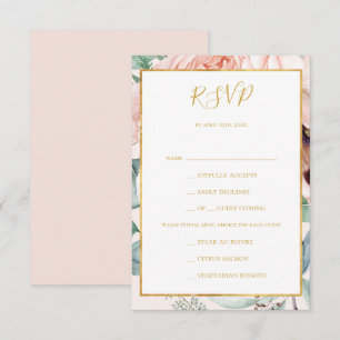 Elegant Floral Garden Pastel Menu Choice RSVP Card