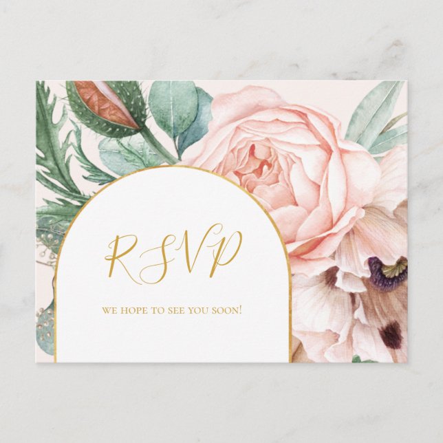 Elegant Floral Garden | Pastel Song Request RSVP Postcard (Front)