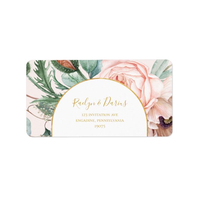 Elegant Floral Garden Pastel Wedding RSVP Address Label (Front)