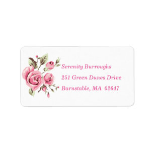 Elegant Floral Garden Spring Watercolor Pink Roses Label