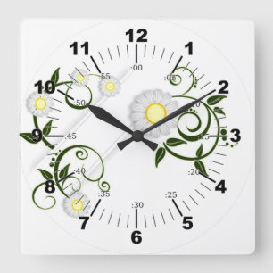 Elegant Floral Garden Square Wall Clock