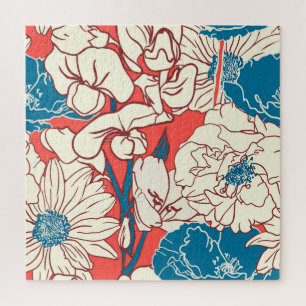 Elegant Floral Garden: Vintage Seamless Design Jigsaw Puzzle