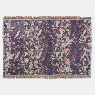 Elegant Floral Garden Watercolor Roses & Tulips Throw Blanket