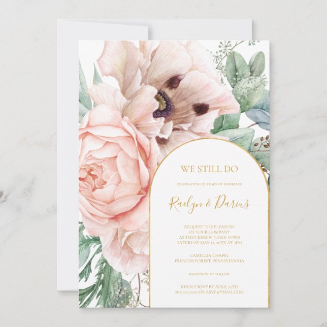 Elegant Floral Garden | We Still Do Vow Renewal Invitation (Front)