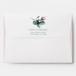 Elegant Floral Garland Dusty Pink Green Wedding Envelope