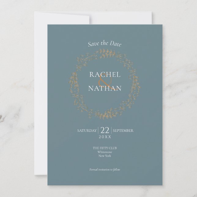 Elegant Floral Garland | Save the Date Invitation (Front)