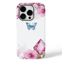Elegant Floral Gem Butterfly iPhone 14 Pro Case
