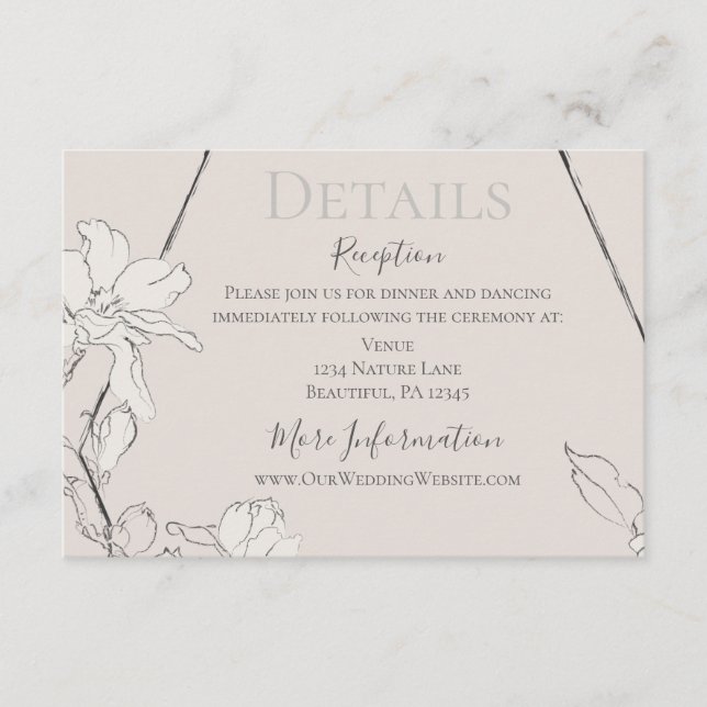 Elegant Floral Geometric Dusty Grey Pink Wedding Enclosure Card (Front)