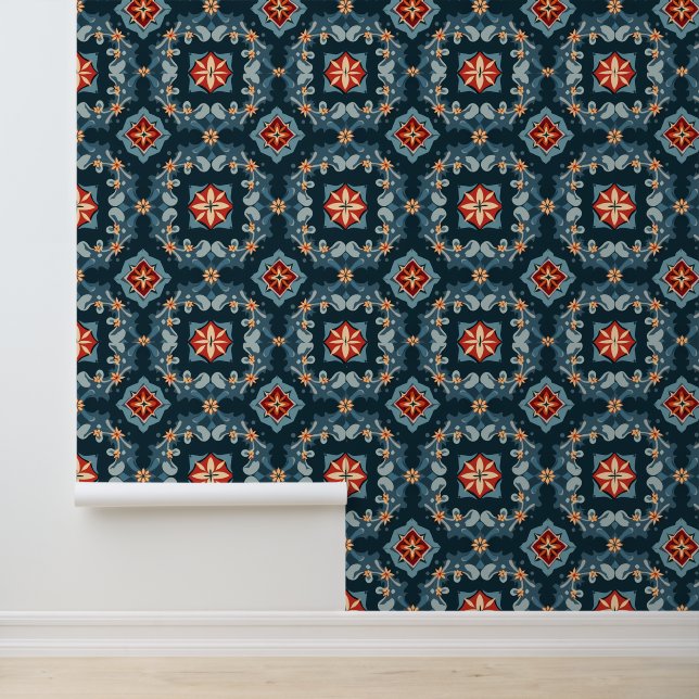 Elegant Floral Geometric Pattern Design Wallpaper (Application)