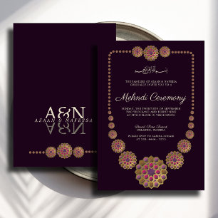 Elegant & Floral Geometric Pattern Islamic Mehndi Invitation