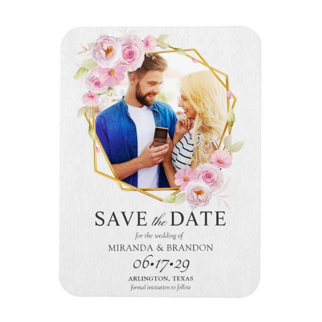 Elegant Floral Geometric Save the Date Magnet (Vertical)