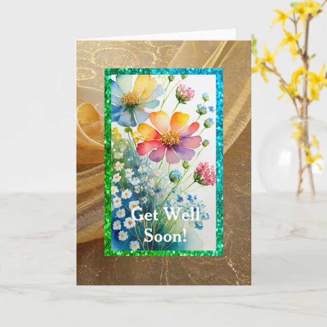Elegant Floral Get Well, 5" x 7" Card (Yellow Flower)