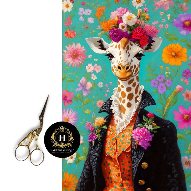 Elegant Floral Giraffe Decoupage Tissue Paper (Creator Uploaded)