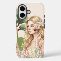 Elegant Floral Girl Case, Apple iPhone 16, Tough