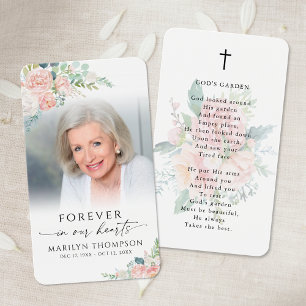 Elegant Floral God's Garden Photo Prayer Card