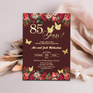 Elegant Floral Gold 85th Wedding Anniversary Invitation