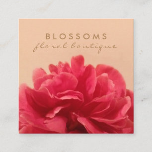 Elegant Floral Gold and Pink Florist Square Business Card