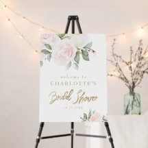 Elegant Floral Gold Bridal Shower Welcome