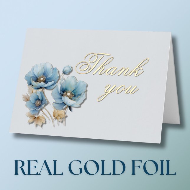 Elegant Floral Gold Foil Birthday Party Thank You Foil Greeting Card (Creator Uploaded)