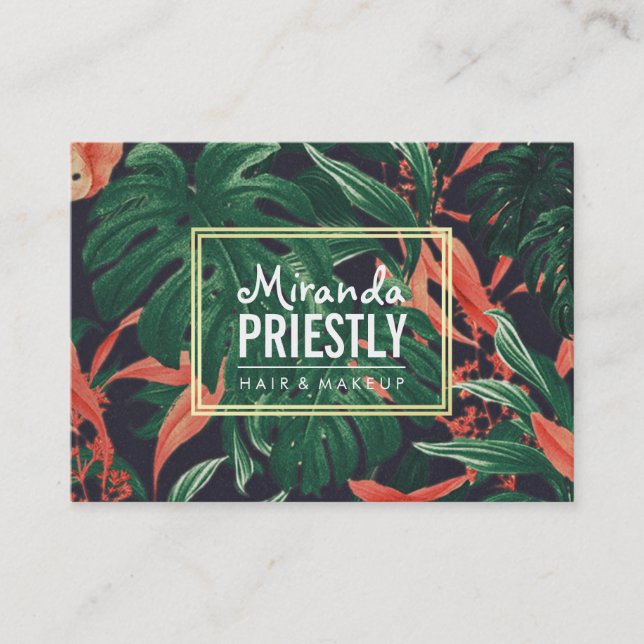 Elegant Floral Gold Frame Makeup Salon Appointment (Front)