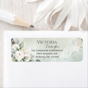 Elegant Floral Gold Green Return Address Label