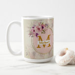 Elegant Floral Gold Monogram | Name & Initial Coffee Mug<br><div class="desc">Elegant Floral Gold Monogram | Name & Initial Mug. Enjoy your favorite coffee, tea, or cocoa in a mug designed specifically for you. This high-quality ceramic mug combines a vintage botanical aesthetic with modern personalization, making it a standout addition to any kitchen or office. Design: Lush hand-painted watercolor florals with...</div>