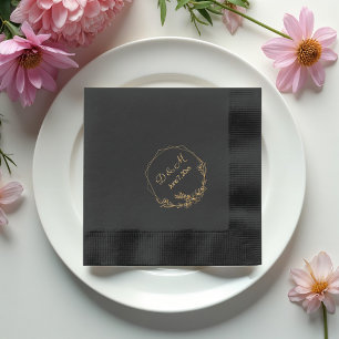 Elegant Floral Gold  Monogram Wedding  Foil Napkins