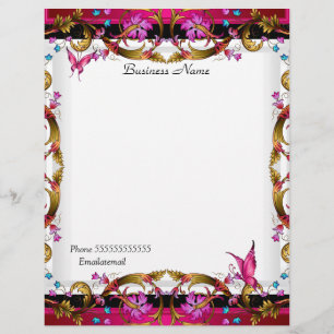 Elegant Floral Gold Pink Black Butterfly Flyer