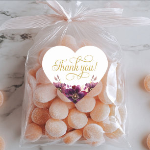 Elegant Floral Gold Script Thank you Sticker