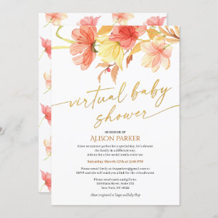 Elegant Floral Gold Script Watercolor Virtual Invitation
