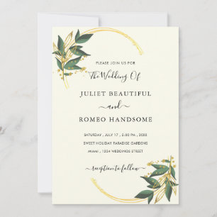 Elegant Floral Gold Wedding Invitation Example