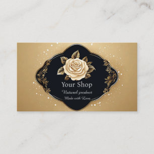 Elegant Floral Golden Rose Business Card
