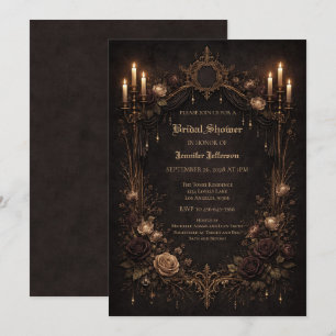 Elegant floral Gothic Bridal Shower Announcement