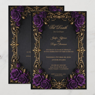 Elegant Floral Gothic wedding invitation