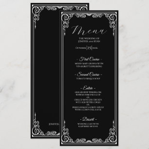 Elegant floral Gothic Wedding Menu