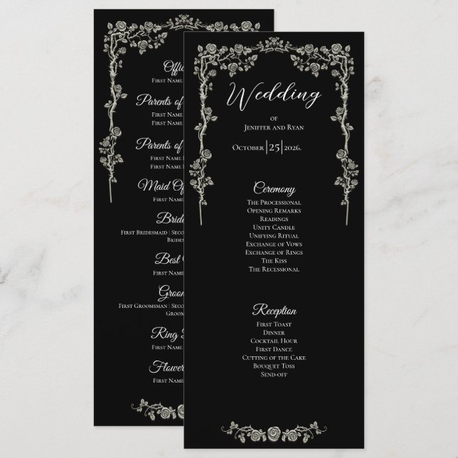 Elegant floral Gothic Wedding Program (Front/Back)