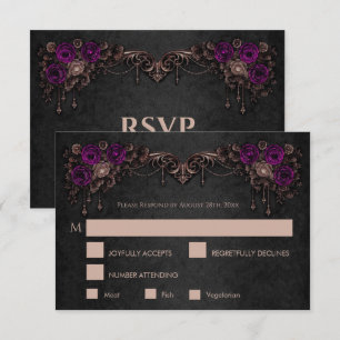Elegant floral gothic Wedding RSVP Card