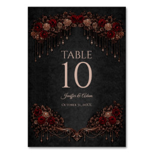 Elegant floral Gothic Wedding Table number