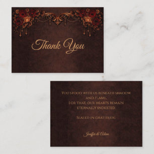 Elegant floral Gothic wedding Thank You Card