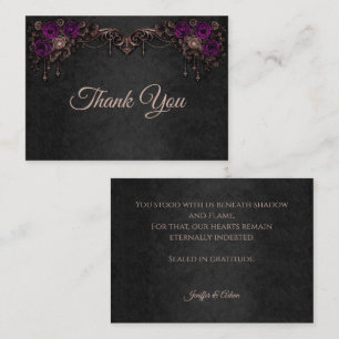 Elegant floral Gothic wedding Thank You Card