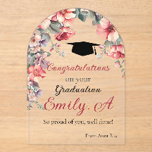 Elegant Floral Graduation Card - Personalise name