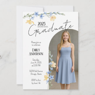 Elegant Floral Graduation  Invitation